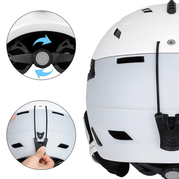 Megaloceros Ski Helmet with ASTM Certified, Removable Washable Ear Pads and 2 Sets of Liner, Shockproof Snow Sports Helmet for Men, Women and Youth, Snowboard Helmet with 20 Vents, White, M