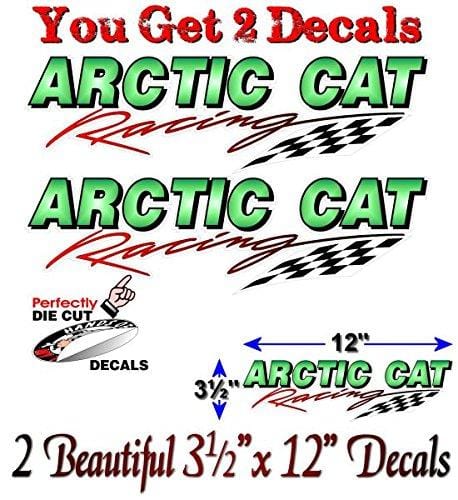 2 Arctic CAT Racing Vinyl Sticker Decals Graphics for Truck Snowmobile Sled Trailer Decal Stickers ((2) 3.5"x 12")