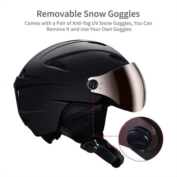 Ski Helmet Men Women Youth Snow Sports Helmet Snowboard Helmet with Detachable Snow Mask Anti-Fog Anti-UV Integrated Goggle for Skiing,Snowboarding,Motorcycle Cycling and Snowmobile