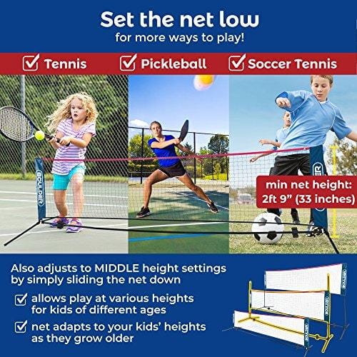 Boulder Portable Badminton Net - 14-Ft Small Net Set for Tennis, Soccer Tennis, Pickleball, Badminton- Easy Set-up Nylon Sports Net with Poles - for Indoor or Outdoor Court, Beach, Driveway