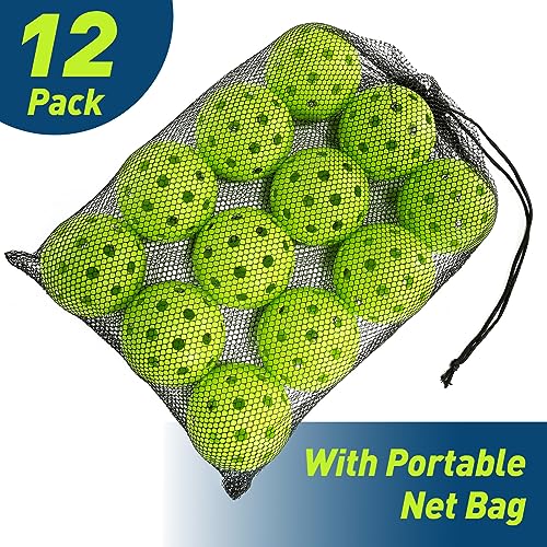 FUNUS Outdoor Pickleball Balls 40 Holes-4 Pack,12Pack, Durable, The Truest Flight and Most Bounce,Superior Balance Ideal for Tournament and Competition Play