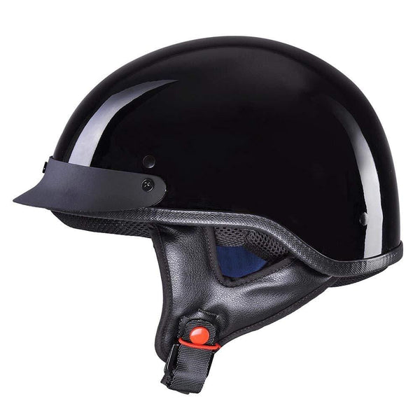 AHR Motorcycle Half Face Helmet DOT Approved Bike Cruiser Chopper High Gloss Black XL