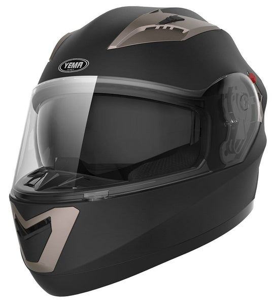Motorcycle Full Face Helmet DOT Approved - YEMA YM-829 Motorbike Moped Street Bike Racing Crash Helmet with Sun Visor for Adult, Men and Women - Matte Black,XL
