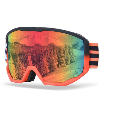 XR Ski Snowboard Goggles Anti-Fog UV Protection HD Cylinder Lens Over Glasses Non-Slip Strip Snow Goggles for Men&Women (Red)
