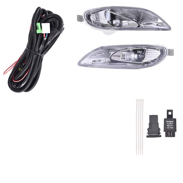 shamoluotuo Clear Fog Lights Kit for 2002-2004 Toyota Camry/2005-2008 Corolla w/ Chrome Cover Black Bezel Wiring Switch Bulbs Left & Right Bumper Driving Assembly Lamps OEM Requirements (White)