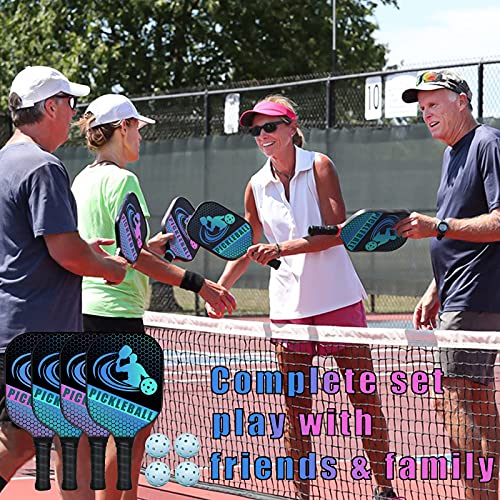 Senston Pickleball Paddle Set of 4,Professional Graphite Pickleball Set, Honeycomb Composite Core, Lightweight Pickle-Ball with Carry Bag & Balls