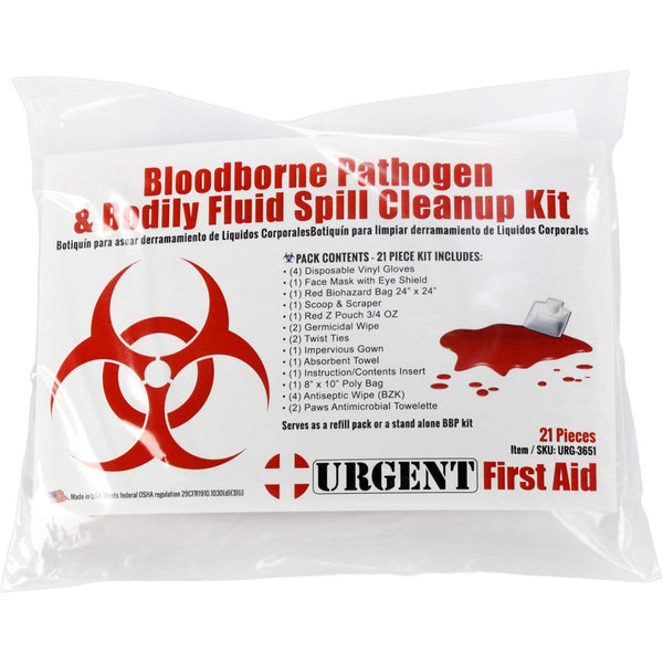 21 Piece Bodily Fluid Clean Up Pack/Bloodborne Pathogen Spill Kit - be OSHA Compliant and Protect from Dangerous Exposure to Blood and Other potentially infectious Materials