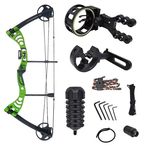 iGlow 30-55 lbs Green Archery Hunting Compound Bow with Premium Kit 175 150 70 55 40 30 lb Crossbow
