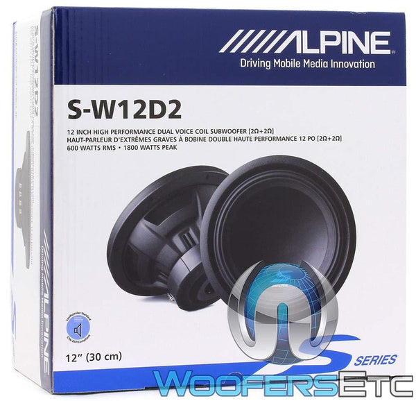 Alpine S-W12D2 S-Series 12" Dual 2-Ohm Subwoofer