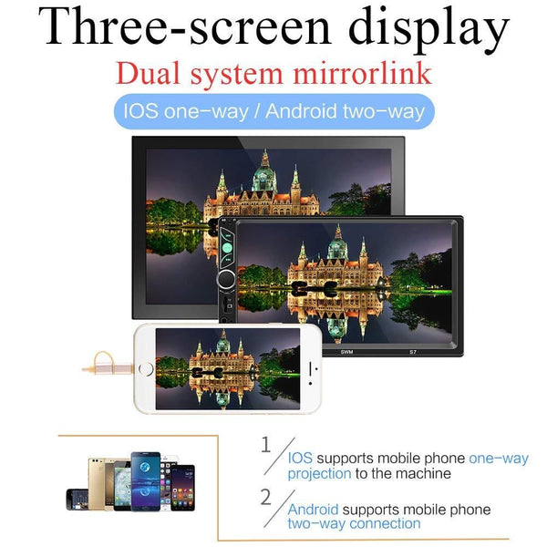 Car Stereo with Bluetooth 7 Inch Capacitive Touch Screen Double Din Car Stereo with Backup Camera and Steering Wheel Control Support Daul System Mirrorlink