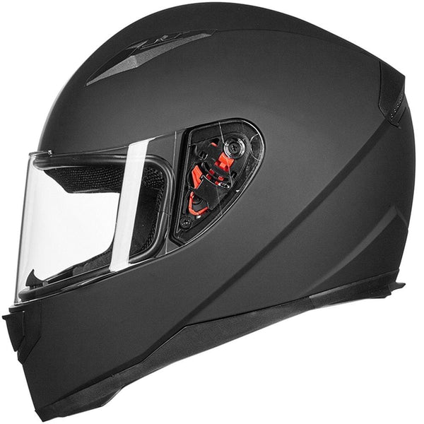 ILM Full Face Motorcycle Street Bike Helmet with Removable Winter Neck Scarf + 2 Visors DOT (M, Matte Black)