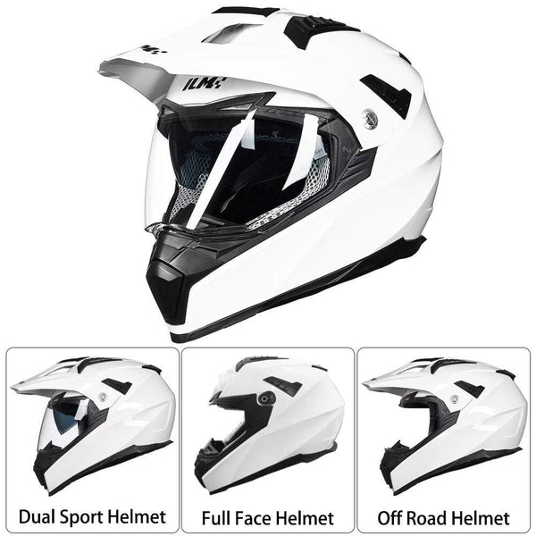 ILM Off Road Motorcycle Dual Sport Helmet Full Face Sun Visor Dirt Bike ATV Motocross DOT Approved (XXL, Matte Black)