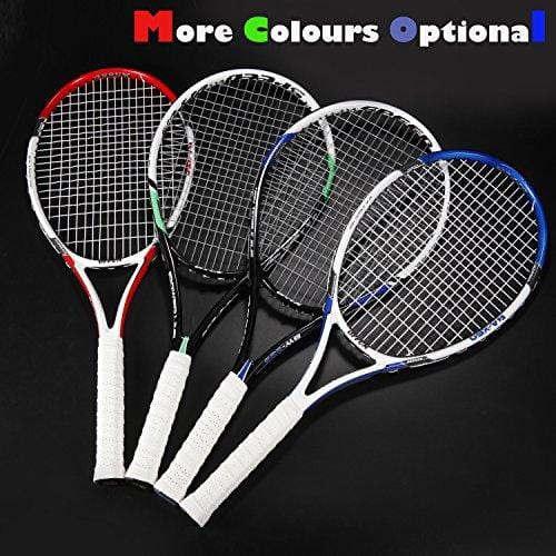 oppum Adult Carbon Fiber Tennis Racket, Super Light Weight Tennis Racquets Shock-Proof and Throw-Proof,Include Tennis Bag Tennis Overgrip (Aluminum-Carbon Racquet(Balck Blue), 4 3/8)