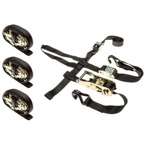 Rage Powersports 4-Pack of ATV or UTV Wheel Anchor Bonnet Ratcheting Tie-Down Straps