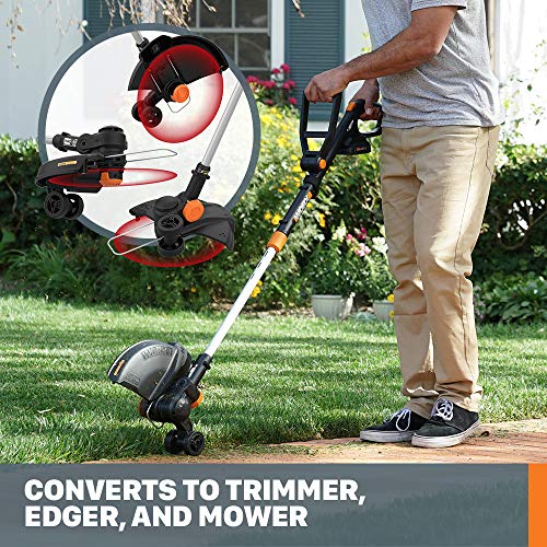 Worx WG170.3 GT Revolution 20V PowerShare 12" Grass Trimmer/Edger/Mini Mower 4.0Ah Battery and Charger Included,Black and Orange