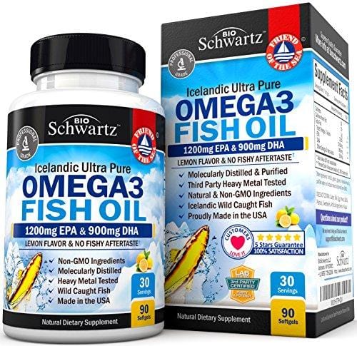 Omega 3 Fish Oil Supplement with 1200mg EPA, 900mg DHA & Fatty Acid Combination – Healthy Blood Pressure, Immune, Heart Support – Promotes Joint, Eyes, Brain & Skin Health - Non GMO Softgels