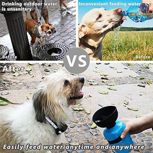lesotc Pet Water Bottle for Dogs, Dog Water Bottle Foldable, Dog Travel Water Bottle, Dog Water Dispenser, Lightweight & Convenient for Travel BPA Free 18 OZ. (Blue)
