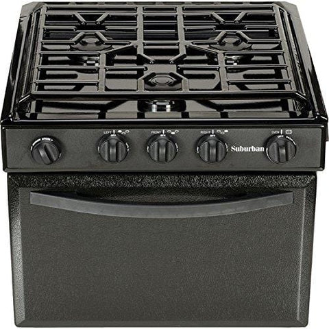 Suburban 17 Inch 3206A Gas Range with Conventional Burners-Black w/Piezo Ignition, 17"