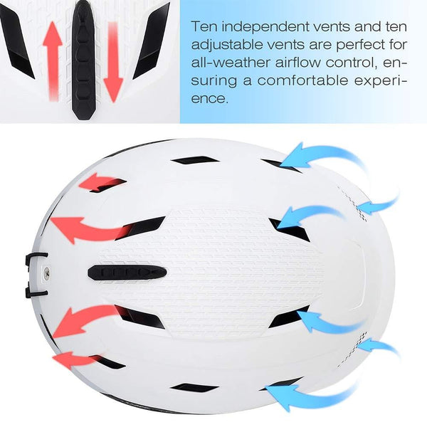 Megaloceros Ski Helmet with ASTM Certified, Removable Washable Ear Pads and 2 Sets of Liner, Shockproof Snow Sports Helmet for Men, Women and Youth, Snowboard Helmet with 20 Vents, White, M