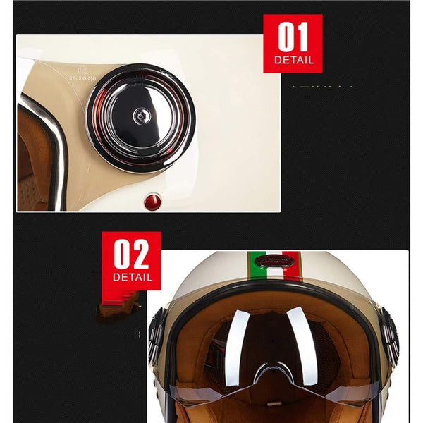 Retro Open Face Motorcycle Helmet,DOT Standard Men and Women Safety Anti-Collision ATV SUV Harley Helmet Four Seasons,L