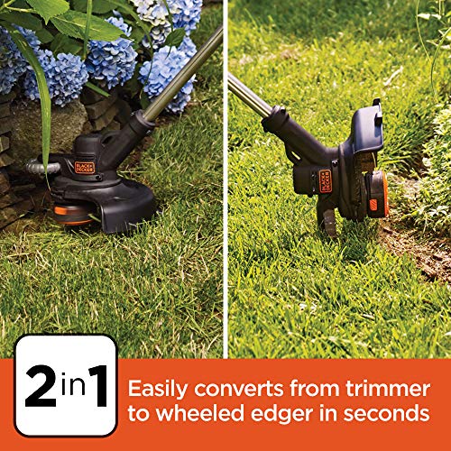 BLACK+DECKER LSTE525 20V MAX Lithium Easy Feed String Trimmer/Edger with 2 Batteries