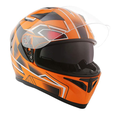 1STorm Motorcycle Street Bike Dual Visor/Sun Visor Full Face Helmet Panther Orange, Size X-Large Size XL (59-60 CM,23.2/23.6 Inch)