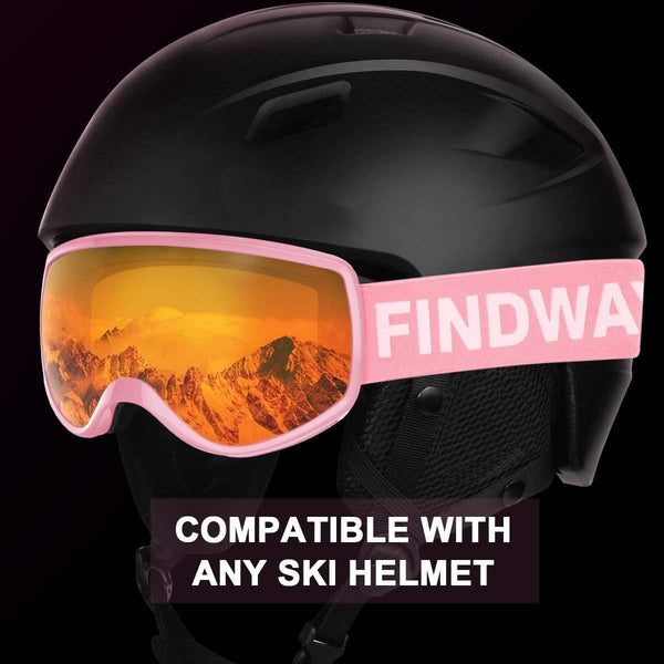 findway Kids Ski Goggles, Kids Snow Snowboard Goggles for Boys Girls Toddler Age 3-8 4-7,Helmet Compatible,Anti Fog Double-Layer Lenses,100% UV400 Protection,Non-Slip Strap