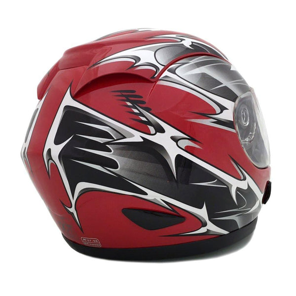 MMG 118S Motorcycle Full Face Helmet DOT Street Legal, Spikes Red, Medium, Includes 2 Visors Clear and Smoked Shield