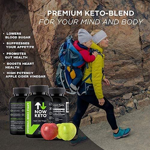 NOW KETO® Apple Cider Vinegar Capsules | Natural Appetite Suppressant | Promotes Digestive Health | Supports Healthy Weight Loss | Helps Blood Sugar | Maintains Low Blood Pressure