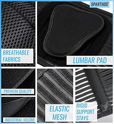 Back Brace by Sparthos - Immediate Relief for Back Pain, Herniated Disc, Sciatica, Scoliosis and more! – Breathable Mesh Design with Lumbar Pad – Adjustable Support Straps – Lower Back Belt [Size Med]