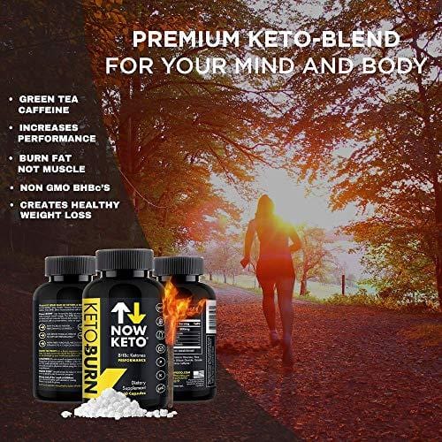 NOW KETO Keto + Burn Exogenous BHB Ketone Supplement Capsules | Best Keto Diet | Ketosis Supplement to Support Fat Burn, Boosts Energy with Beta Hydroxybutrate Salts for Weight Loss 60 Capsules