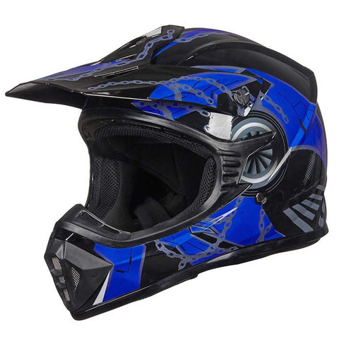 ILM Adult Youth Kids ATV Motocross Dirt Bike Motorcycle BMX MX Downhill Off-Road Helmet DOT Approved (BLUE BLACK, Adult-M)