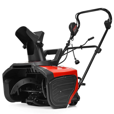 Goplus 18-inch Electric Snow Thrower, 15AMP Corded Snow Blower with 180° Rotatable Chute, 10-Inch Clearing Depth, 720Lbs/Minute (Red)