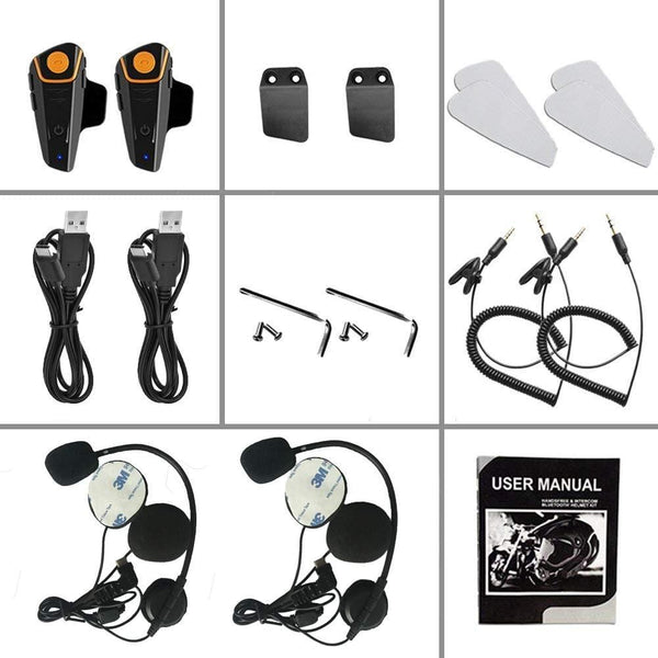 Thokwok Motorcycle Bluetooth Headset,BT-S2 1000m Helmet Bluetooth Communication Systems Ski Helmet Headphones Bluetooth Intercom Walkie-Talkie for Snowmobile,Up to 3 Riders(Pack 2)