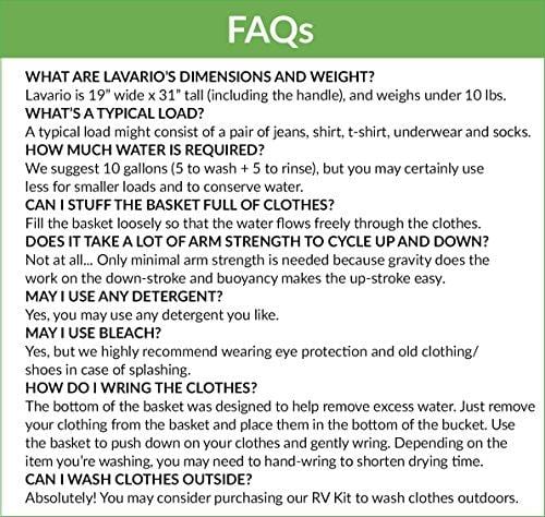 Lavario Portable Clothes Washer (Manual Non-Electric Portable Washing Machine for Camping, Apartments, RV's, Delicates)