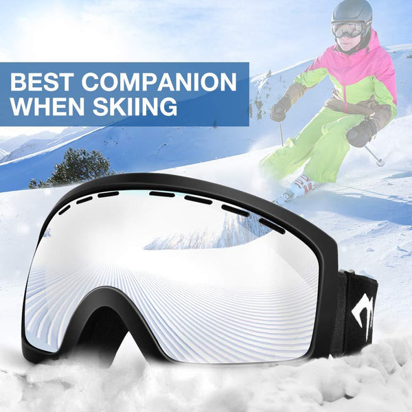 MARSQUEST Ski Goggles for Men Women - Anti-Fog Snowboard Goggles with Fast Dry Foams, UV400 Protection, Helmet Compatible Snow Goggles with Double Lens, Durable TPU Frame for Safety