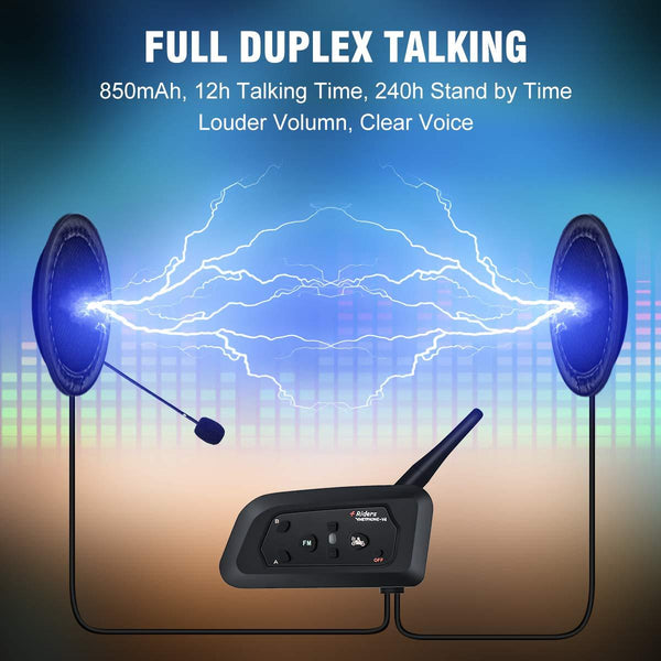 [2 Pack] Vnetphone V4 Bluetooth Motorcycle Helmet Headset, Wireless Intercom Interphone System for 4 Riders Talking at The Same Time丨Waterproof IP65丨Talking Range 1500m丨GPS丨Hands-free丨Stereo Music