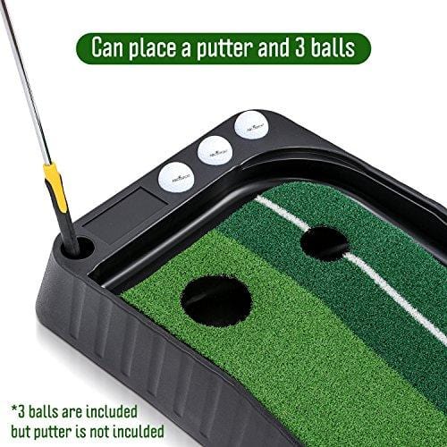 Indoor Golf Putting Green – Portable Mat with Auto Ball Return Function – Mini Golf Practice Training Aid, Game and Gift for Home, Office, Outdoor Use – 3 Bonus Balls [product _type] Abco Tech - Ultra Pickleball - The Pickleball Paddle MegaStore