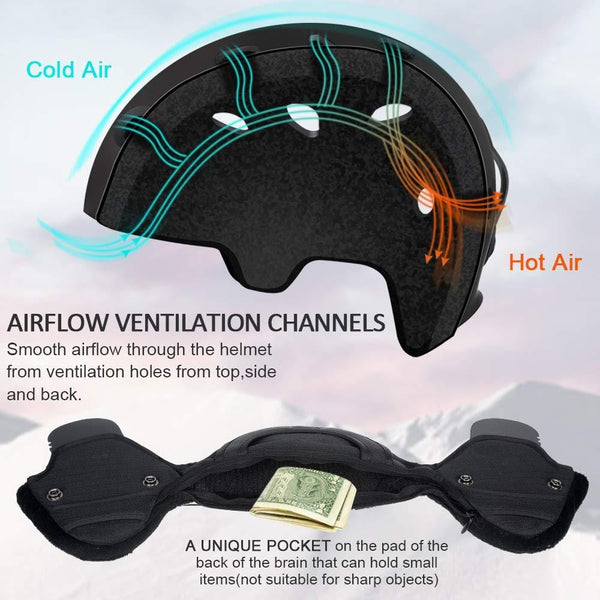 Zacro Ski & Cycling Helmet - Winter Snow Snowboard Skiing Helmet with CPSC and ASTM Certified,Compatible with Ski Goggles for Skiing, Comes with a Headwear and Personality Stickers (M 54-60cm)