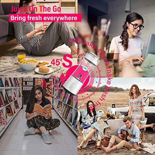 LaHuko Portable Blender Personal Size Blender Juicer Cup Juice Crushed-ice Smoothie Shake,USB Rechargeable,380ml Waterproof Blender Outdoor Picnic Travel Gym