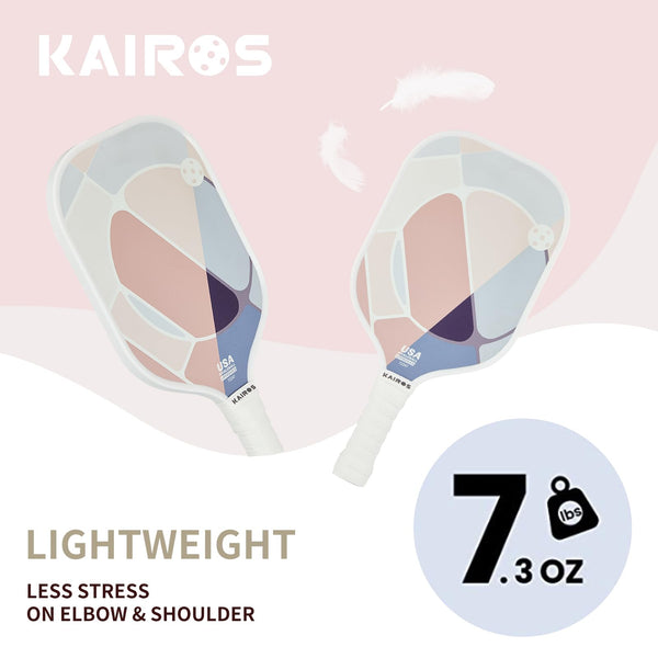 KAIROS Pickleball Paddles, USAPA Approved Pickle Ball Set with 2 Rackets 4 Pickle Balls, Non-Slip Grip Fiberglass Surface Pickleball for Beginners (Dusty Rose)