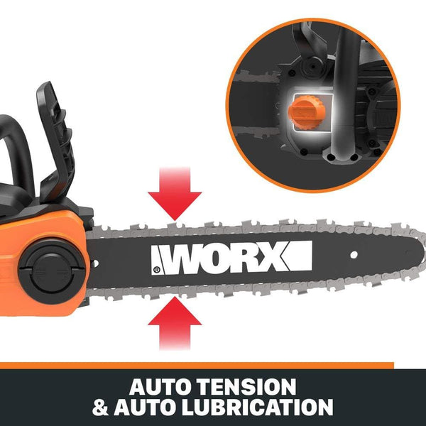 WORX WG384 40V Power Share 14" Cordless Chainsaw w/ Auto-Tension (2x20V Batteries)