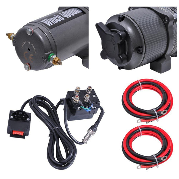 Yescom 4000 lbs 12V 1.24HP Electric Recovery Winch with Remote Switch Line Stopper Gloves ATV Trailer Truck Towing