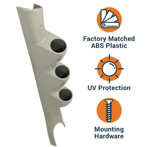 GlowShift Diesel Gauge Package for 2003-2009 Dodge Ram Cummins 1500 2500 3500 - White 7 Color 60 PSI Boost, 1500 F Pyrometer EGT & Transmission Temp Gauges - Factory Color Matched Triple Pillar Pod