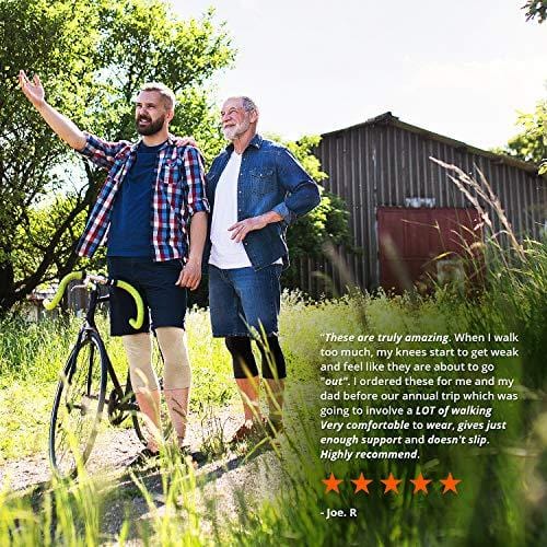 Mava Sports Knee Support Sleeves (Pair) for Joint Pain & Arthritis Relief, Improved Circulation Compression – Support for Running, Jogging,Workout, Walking & Recovery (All Black, XXLarge)