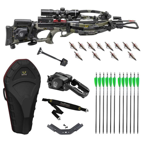 Tenpoint 470 FPS Nitro XRT Elite Hunter's Crossbow Package with 12 Arrows, Broadheads, EVO-X Marksman Scope, Sling, STAG Hard Case and ACUdraw PRO Cocking Device