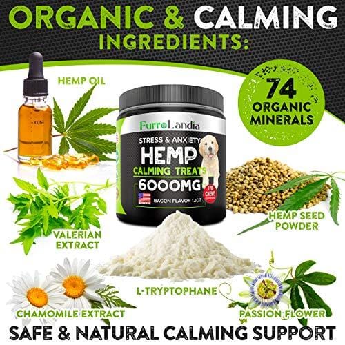 Organic Hemp Treats - Calming Treats for Dogs - 170 Soft Chews - Made in USA - Hemp Oil for Dogs - Dog Anxiety Relief - Natural Calming Aid - Stress - Fireworks - Storms - Aggressive Behavior