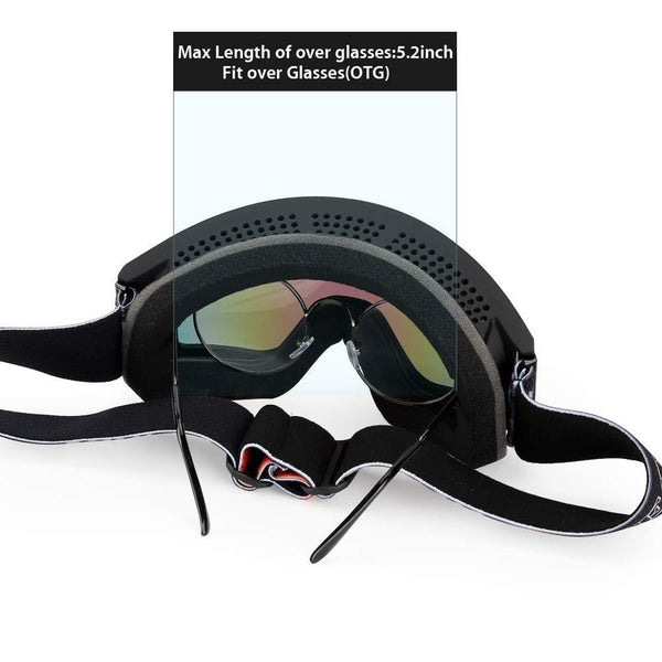 YEEONE Ski Snowboard Goggles Fit Over Glasses with Ski Mask, Anti Fog UV Protection Skating Goggles OTG Windproof Dual Lens Snow Goggles for Men Women