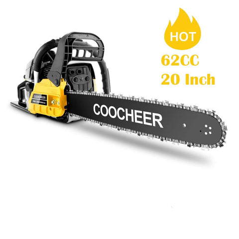 Ladyiok COOCHEER Chainsaw 62CC 20" Powerful Gas Chainsaw 2 Stroke Handed Petrol Chain Saw Woodcutting Saw for Farm, Garden and Ranch with Tool Kit
