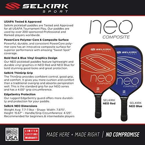 Selkirk NEO Composite Pickleball Paddle Set (2 Paddles + 4 Balls) - USAPA Approved - PowerCore Polymer Core - Composite Surface - EdgeSentry Protection - ThinGrip Handle - Pickleball Racket/Racquet. [product _type] Selkirk Sport - Ultra Pickleball - The Pickleball Paddle MegaStore